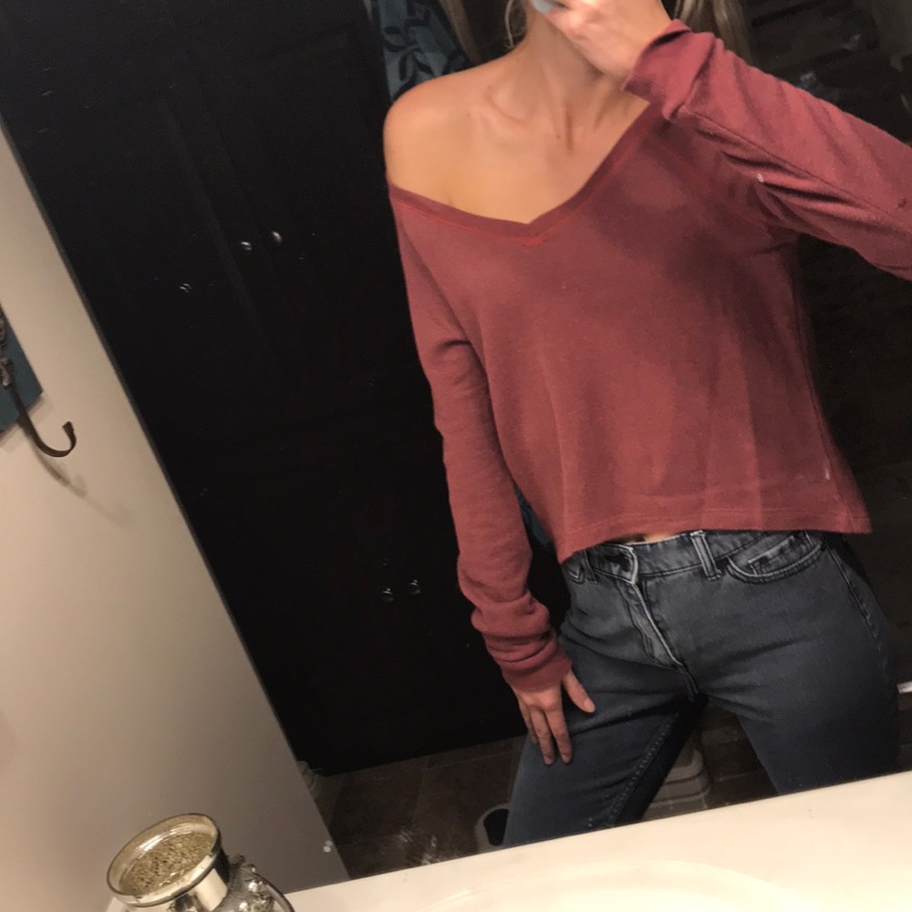 Deep V cropped sweater